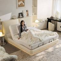 Modernes Schwebendes Bettgestell |   Elektrisch Verstellbares Zero-Gravity-Plattformbett |   Premium Lederbezogenes King-Queen-Bett Geräuscharm