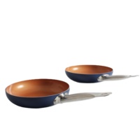 Poêle à frire profonde en aluminium antiadhésif de 24 cm de diamètre avec poignée en acier inoxydable, compatible induction, vente en gros