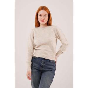 Suéter de punto liso con cuello redondo para mujer Lustrin - Jersey de punto acrílico, poliéster y elastano de talla estándar al por mayor - Product Image 3