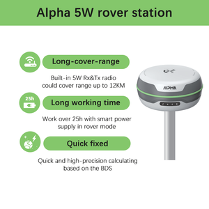 Station RTK Alpha 5W version internationale haute précision multi-constellations 5G/Bluetooth avec émetteur-récepteur intégré haute puissance IP67 - Product Image 3