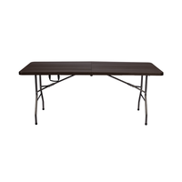 Table de jardin Offre Spéciale 6FT rotin noir pliant robuste restauration extérieur chevalet fête Table pliante en plastique Portable