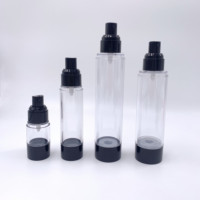 Lujosa Botella de Vidrio para Cuidado de la Piel de 15ml, 30ml, 50ml con Bomba Air-Free, Componentes de Plástico ABS, Negro Esmerilado, Serigrafía y Estampado en Caliente