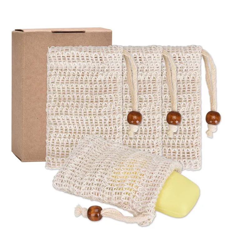 4 Stück Packung Natural Peeling Soap Net Bag Seifensc honer beutel für Schaum massage