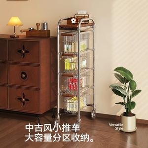 Vintage Style Kitchen Trolley 5 Layers Large Capacity Multi-purpose Storage Rack For Fridge Side Organization - Product Image 1