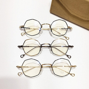 רטרו מתכת אופנה עגול מסגרת רגל בסדר מתומן משקפיים מסגרת סדיר מעוין קוצר ראיה מסגרת גברים ונשים מראה שטוח - Product Image 2