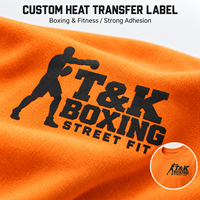 Transfert graphique personnalisé noir sur orange pour vêtements de combat, gilet de gym, t-shirt, tenue de sport, étiquette thermocollante