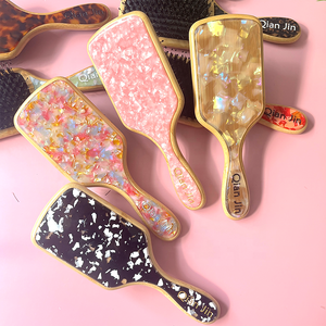 Qianjin 맞춤형 로고 핸들 에어백 빗 대형 미용 아세테이트 헤어 브러시 정전기 방지 부드러운 머릿결 - Product Image 3