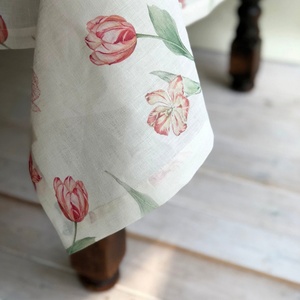 Mantelería de Lino con Estampado Floral, Tela de Lino Francés de Lujo, 100% Lino Puro, Mantel Personalizado para el Hogar y Bodas - Product Image 4