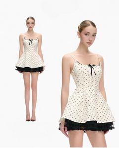 Robe à bretelles style French First Love à pois ondulés pour femme, style été, taille <span class=keywords><strong>empire</strong></span>, sans manches - Product Image 1