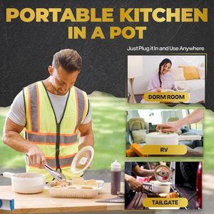 Casserole électrique Ceramax PRO 2,5 L avec couvercle vapeur, cuisinière en céramique non toxique, poêle, ramen, œufs, pâtes, dortoirs, camping, camping-cars, travail - Product Image 2