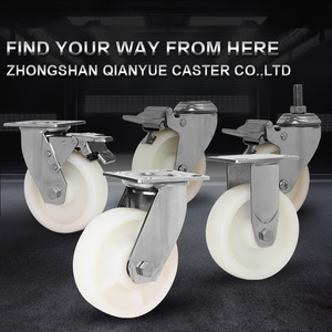 4 "5" 6 "8" pouces <span class=keywords><strong>Chariot</strong></span> 304 En acier inoxydable Blanc En Nylon Roulement <span class=keywords><strong>Roulette</strong></span> En <span class=keywords><strong>Plastique</strong></span> - Product Image 6