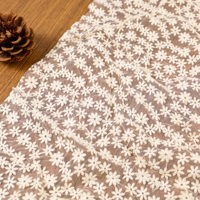 Tulle floral en maille tricotée brodé de marguerites blanches douces pour robe de mariée, robe de soirée pour filles, accessoires vestimentaires