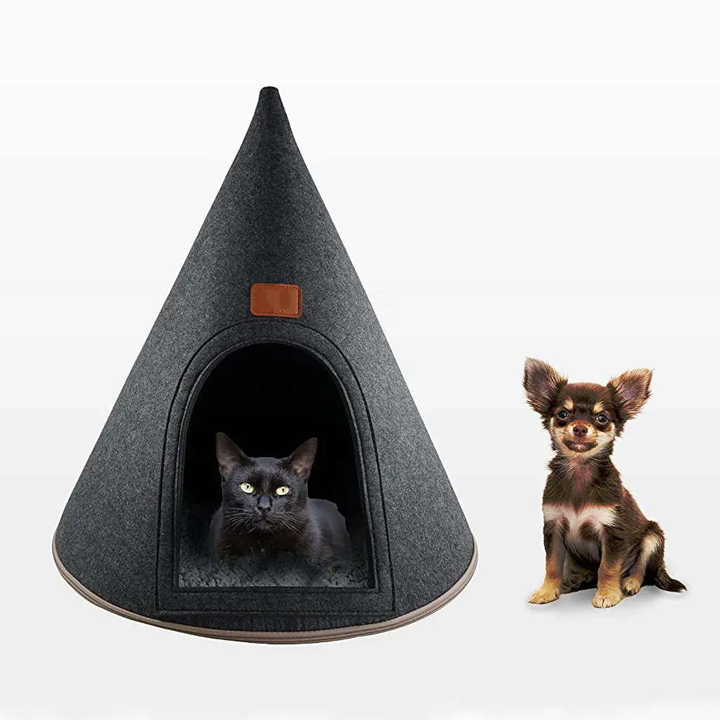 Felt Cat Cave Bed Handcrafted Eco-Friendly Felt Pet Cave House for Indoor Cats and Kittens and Dogs