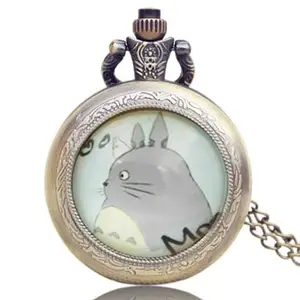 Totoro اليابانية الكرتون شخصية مخصصة ساعة جيب نمط شعبية الهدايا ساعة جيب مجموعة