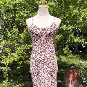 Vestido Midi de Verano Vintage Francés para Mujer, de Seda Satinada con Estampado de Volantes, Corte en Biás, Sin Mangas, Estilo Slip, Cintura Natural, ODM - Product Image 3
