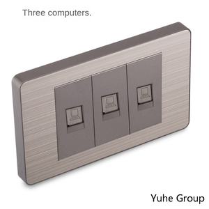 Enchufe de pared universal de un solo orificio con placa de acero inoxidable, enchufe de pared multifuncional con línea telefónica y para computadora. - Product Image 6
