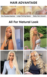 Perruques frontales en dentelle HD brésiliennes 13x4 13x6 en cheveux humains, couleur <span class=keywords><strong>blonde</strong></span> 613, avec ligne de cheveux naturelle pré-épilée, 30-40 pouces - Product Image 4