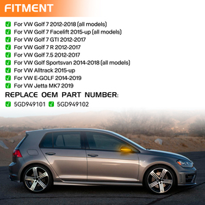 Blinker Led năng động lần lượt tín hiệu đèn cho VW Golf 7 7.5 TOURAN Jetta E-GOLF sportsvan-New tuần tự màu hổ phách màu xanh chỉ số đèn - Product Image 5