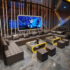 أثاث مخصص للحانات والنوادي الليلية، أريكة VIP على شكل حرف U وL، طاولة بار فاخرة من الجلد - Product Image 1