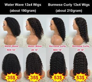 Promotion 35 $ 53 $ Perruques Bob en cheveux humains Water Wave de 16 pouces et Perruques Bouclées Birmanes de 18 pouces avec Frontal en dentelle 13x4 Cheveux naturels en gros - Product Image 3