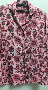 Pijamas de algodón con estampado naranja para mujer, ropa de dormir informal de manga larga con cuello vuelto, ropa de dormir informal para primavera - Product Image 4