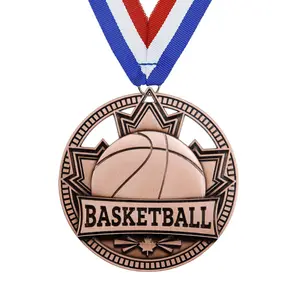 Diseño personalizado aleación de zinc aniversario Medallas de metal Medallas de baloncesto y trofeos deporte de metal gran trofeo de plata