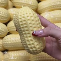 Balle de construction en caoutchouc en forme d'arachide, jouet anti-stress à presser et pincer, à rebond lent, avec son crépitant et sensation tactile