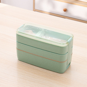 <b>Compartment</b> <b>Lunch</b> <b>Box</b> Plastic Portable Lunchbox Students Office Bento <b>Box</b> Microwave Food Containers with Chopsticks and Spoon - Product Image 3