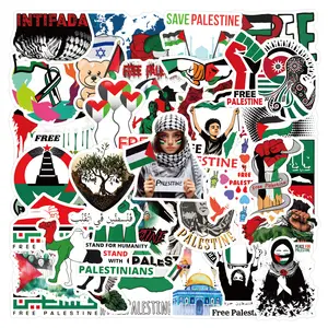 Stiker grafiti kartun Huaqi PRA25 produk perdamaian Palestina stiker skuter tas Laptop untuk hadiah promosi