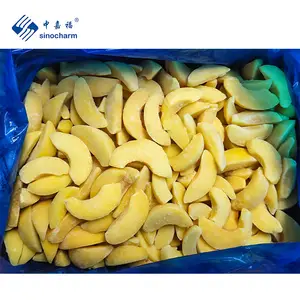 Sinocharm BRC A approved Golden Crown Yellow Fruit Brix 13-16 No Worm Frozen Yellow Peach Slice For Canned Food