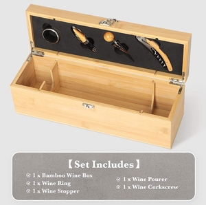 Sang trọng tùy chỉnh rượu vang bằng gỗ hộp quà tặng cho một chai với các công cụ thiết lập - Product Image 2