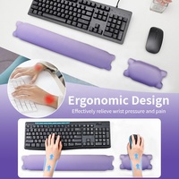 Ensemble de tapis de souris ergonomique avec repose-poignets en mousse à mémoire de forme et gel de silicone, motif dessin animé, design mignon, pour bureau, en stock