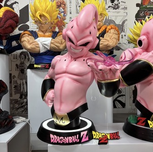 Estatua Coleccionable de Anime de <span class=keywords><strong>Dragon</strong></span> <span class=keywords><strong>Ball</strong></span> Z, Busto de Majin <span class=keywords><strong>Buu</strong></span> a Escala 1:1 con LED y Efecto de Llama en Resina - Product Image 1