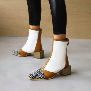 Super Large Size 48 Women's Low Square Heels Ankles <b>Boots</b> Big Feet Fit Shoes Short Booties Multi-colors Options Shoes - Product Image 4
