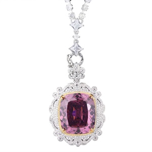 High Quality 20*23mm Rectangle Cut Cubic Zirconia Polished Eco-friendly <b>Copper</b> Jewelry Latest Necklace Designs for Women Party - Product Image 1