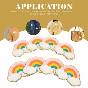 Custom Eco-Friendly DIY Self Adhesion Press-On <b>Rainbow</b> Pattern Clothing Repairing <b>Sequin</b> Embroidered Chenille Garment Embroidery - Product Image 2