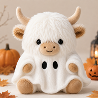 Fabricant de jouets en peluche personnalisés pour Halloween, mascotte de vache des Highlands fantôme, fournisseur d'usine d'animaux en peluche sur mesure