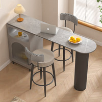 Table d'îlot de cuisine moderne avec armoire de rangement, style français blanc crème, table de petit-déjeuner, comptoir long, table à manger haute