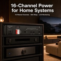 Séquenceur d'alimentation 16 canaux avec filtre, contrôle par relais 40A, écran LCD, liaison USB XLR pour performances, conférences et audio