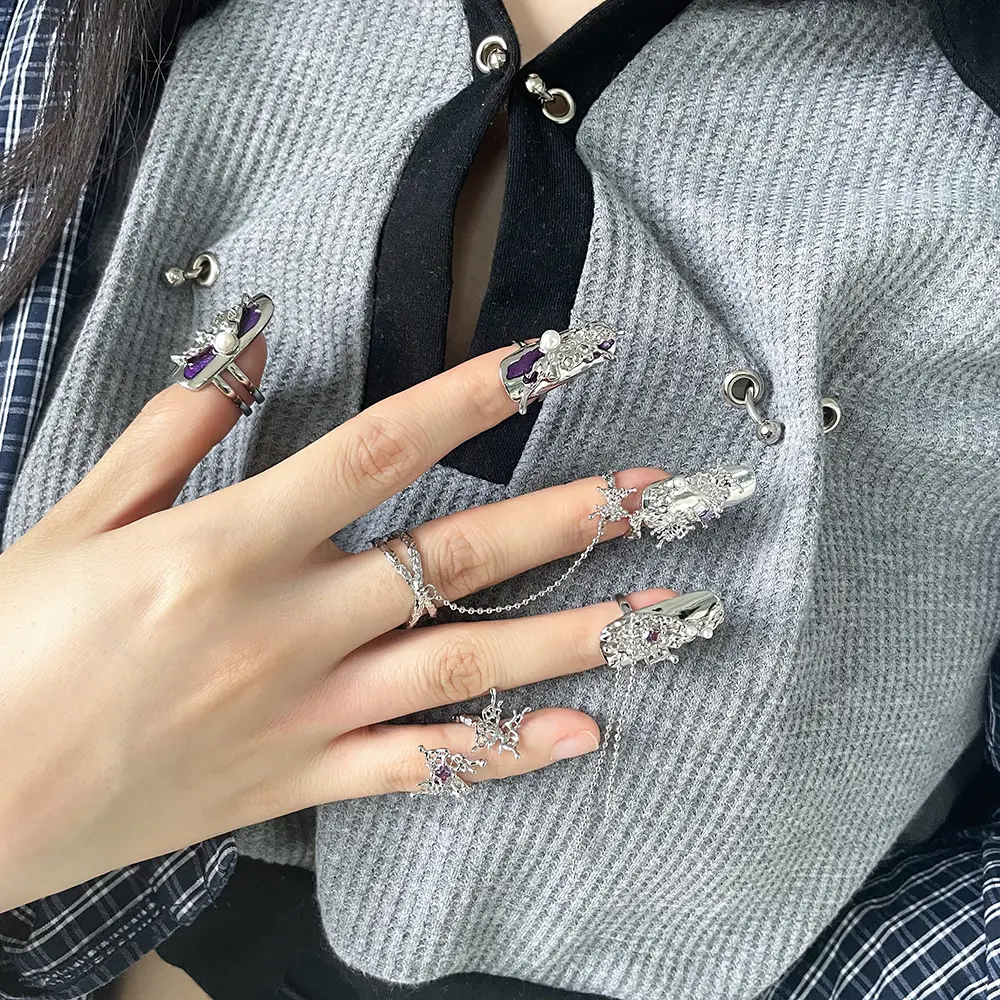 नई डिजाइन रिंग सेट गहने फैशन नेल रिंग्स महिला पार्टी उपहार के लिए एनीमे उंगलियों के आभूषण