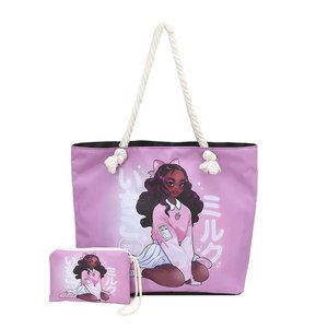 Sac de plage classique pour femme, tendance et populaire, avec fermeture éclair, doublure en nylon et polyester, logo imprimé élégant - Product Image 6
