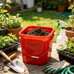 Seau carré en plastique en gros, étanche avec poignée, pour le stockage d'engrais, de semences et de terre de jardin, et les travaux d'irrigation - Product Image 1