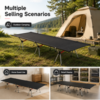 Lit de camping pliable moderne en nylon renforcé ultraléger, réglable en hauteur, portable, pour l'extérieur et la chambre