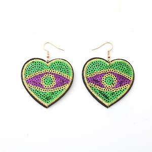 批发时尚狂欢节芙蓉亮片耳环圣帕特里克节嘉年华耳环 - Product Image 5