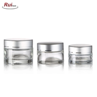 Pot de crème visage transparent rond vide personnalisé en gros de 5/10/15/20/30/50/100g avec capuchon argenté pour les soins de la peau du visage