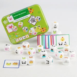 Juego de mesa de madera para niños con dados de animales y frutas, juego de emparejamiento de patrones de cartas, juguete interactivo para padres e hijos - Product Image 2