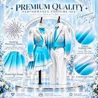 Costume de scène dégradé bleu et blanc, ensemble uniforme de chorale avec blazer imprimé étoiles pour hommes et femmes, spectacle de danse scolaire