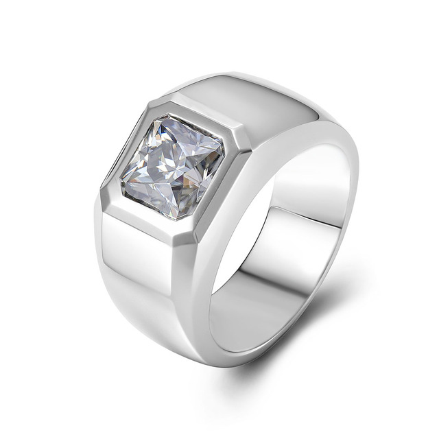 Men's Platinum Ring Provence Fashion Jewelry PT950 Platinum Inlay with Cushion Gray Moissanite Wedding Ring or Anniversary Gifts