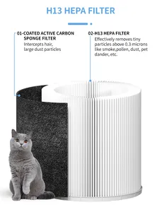 JNUO terbaik pemurni udara filter hepa merokok pembersih udara batu bara aktif laresar 20m2 transparan mz pembersih udara super untuk anjing