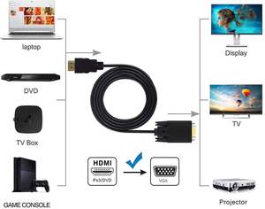 Cavo <span class=keywords><strong>HDMI</strong></span> a VGA 1.8M 6FT <span class=keywords><strong>HDMI</strong></span> oro maschio a VGA cavo cavo adattatore Video maschio per PC HDTV adattatore per Laptop cavo 1080P - Product Image 6